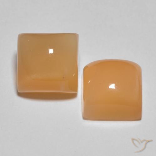 Pedras preciosas de Pedra da Lua Medium Light-Orange natural de 4.58 ct, Quadrado, Translúcido