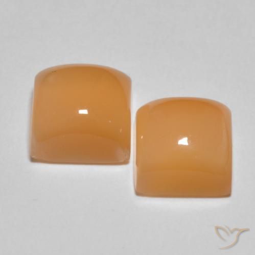 Pedras preciosas de Pedra da Lua Medium Light-Orange natural de 4.58 ct, Quadrado, Translúcido