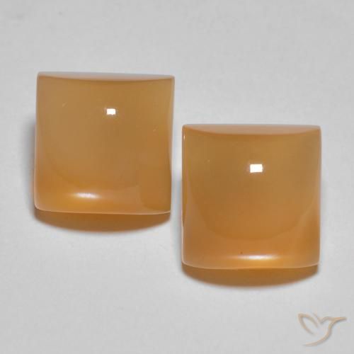 5.33ctw Natural creme de laranja Pedra da Lua, Quadrado, Translúcido