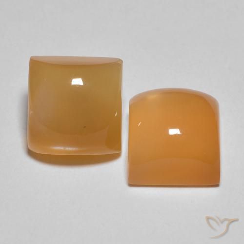 Pedras preciosas de Pedra da Lua creme de laranja natural de 5.31 ct, Quadrado, Translúcido