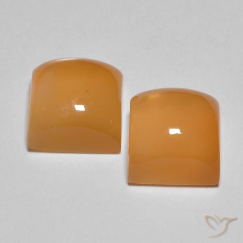 Pedras preciosas de Pedra da Lua creme de laranja natural de 5.31 ct, Quadrado, Translúcido