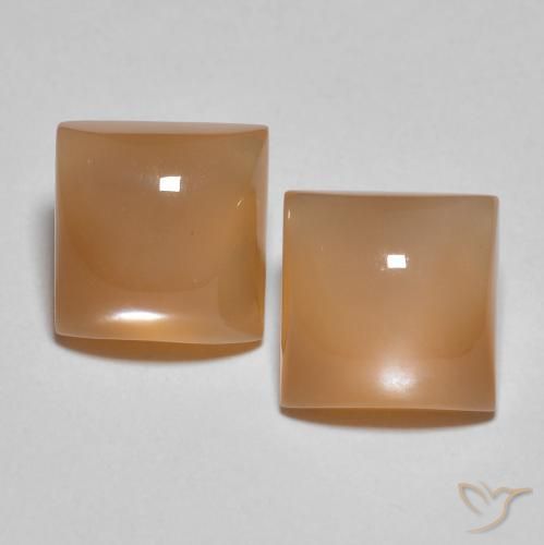 3.99ctw Natural pêssego laranja Pedra da Lua, Quadrado, Translúcido