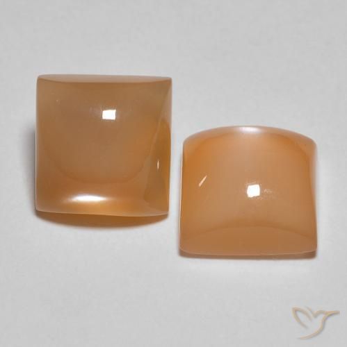 Pedras preciosas de Pedra da Lua pêssego laranja natural de 3.99 ct, Quadrado, Translúcido