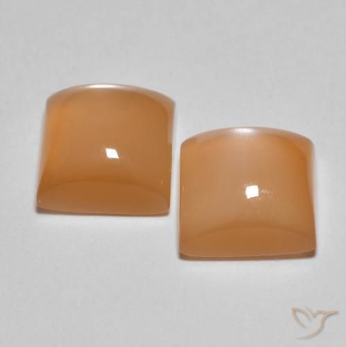 Pedras preciosas de Pedra da Lua pêssego laranja natural de 3.99 ct, Quadrado, Translúcido