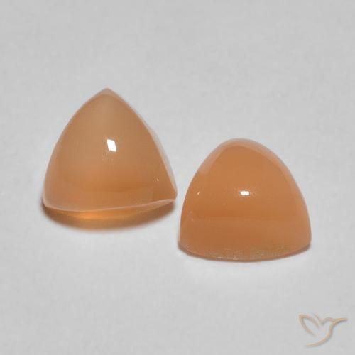 Pedras preciosas de Pedra da Lua Laranja Melão natural de 1.25 ct, Trilhão, Translúcido
