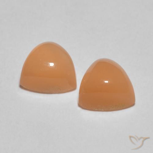 Pedras preciosas de Pedra da Lua Laranja Melão natural de 1.25 ct, Trilhão, Translúcido