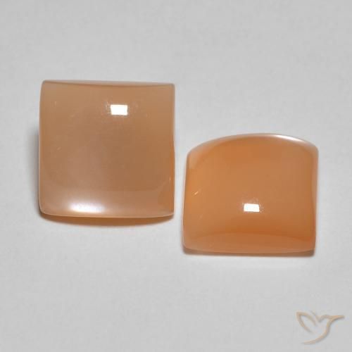 Pedras preciosas de Pedra da Lua Laranja Melão natural de 3.15 ct, Quadrado, Translúcido