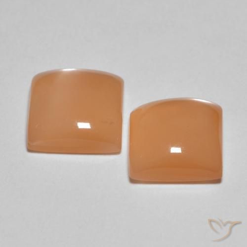 Pedras preciosas de Pedra da Lua Laranja Melão natural de 3.15 ct, Quadrado, Translúcido