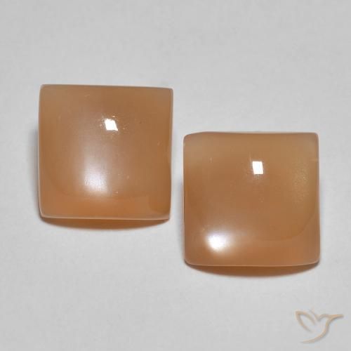 3.26ctw Natural Laranja Melão Pedra da Lua, Quadrado, Translúcido
