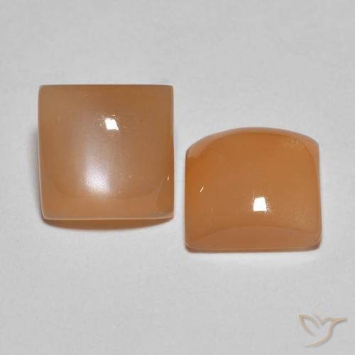 Pedras preciosas de Pedra da Lua Laranja Melão natural de 3.26 ct, Quadrado, Translúcido