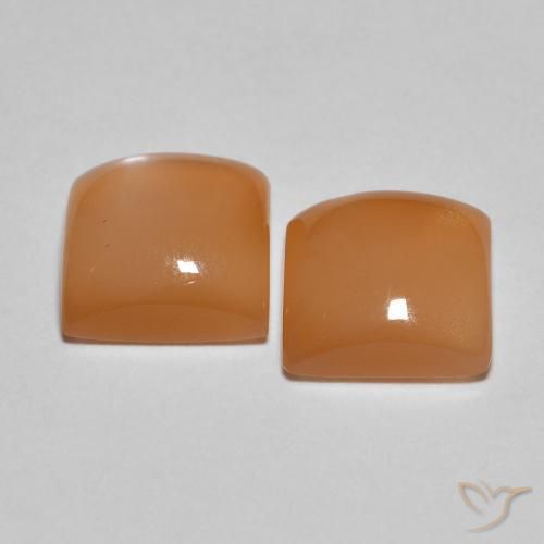 Pedras preciosas de Pedra da Lua Laranja Melão natural de 3.26 ct, Quadrado, Translúcido