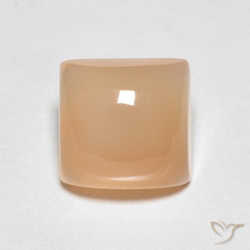 1.30ct Natural Laranja Melão Pedra da Lua, Quadrado, Translúcido