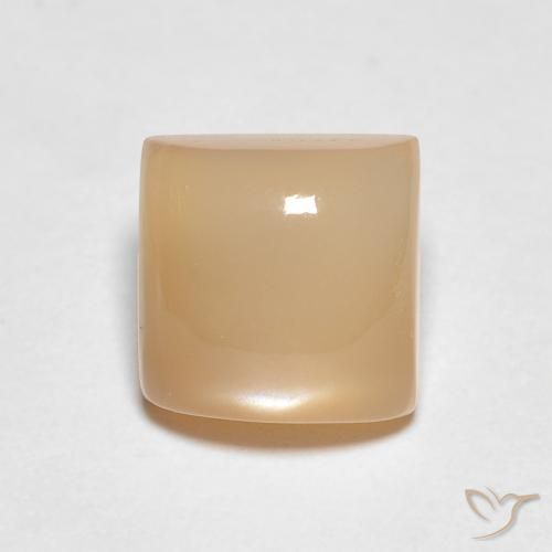 1.35ct Natural Laranja Melão Pedra da Lua, Quadrado, Translúcido