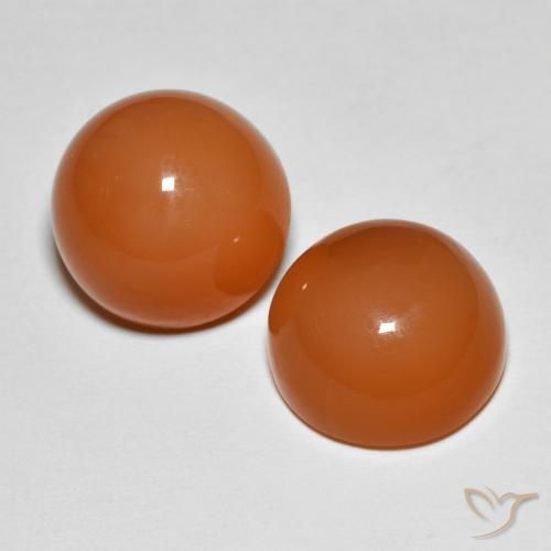 Pedras preciosas de Pedra da Lua Laranja Profundo natural de 12.55 ct, Redondo, Translúcido