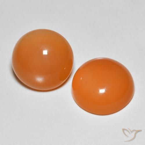 Pedras preciosas de Pedra da Lua Damasco Laranja Quente natural de 8.82 ct, Redondo, Translúcido