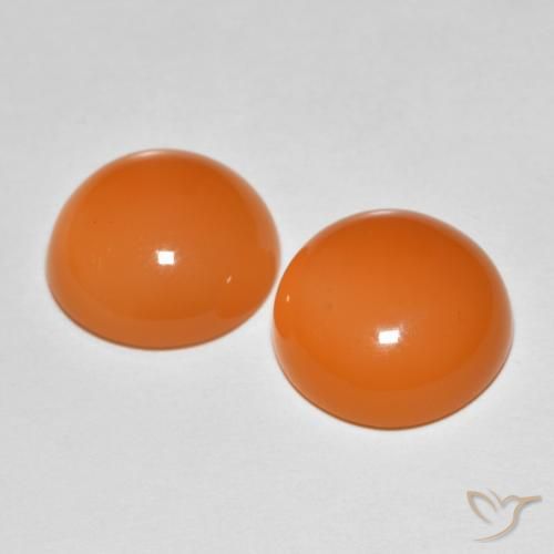 Pedras preciosas de Pedra da Lua Damasco Laranja Quente natural de 8.82 ct, Redondo, Translúcido