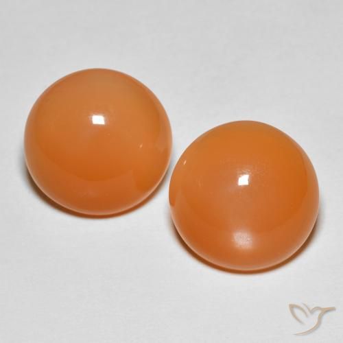Pedras preciosas de Pedra da Lua Damasco Laranja Quente natural de 7.76 ct, Corte Redondo, Translúcido