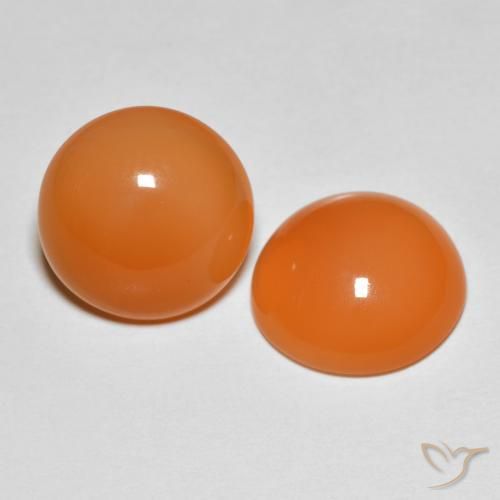 Pedras preciosas de Pedra da Lua Damasco Laranja Quente natural de 7.76 ct, Corte Redondo, Translúcido