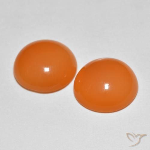 Pedras preciosas de Pedra da Lua Damasco Laranja Quente natural de 7.76 ct, Corte Redondo, Translúcido
