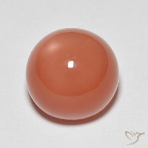 6.80ct Natural laranja avermelhado Pedra da Lua, Redondo, Translúcido