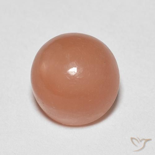 Pedra da Lua Laranja Melão Natural 1.30ct, Redondo, Translúcido