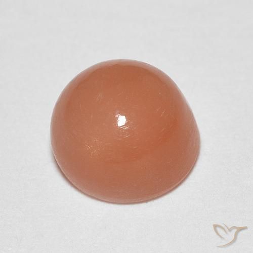 Pedra da Lua Laranja Melão Natural 1.30ct, Redondo, Translúcido
