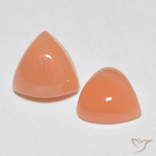 Pedras preciosas de Pedra da Lua Laranja claro natural de 1.43 ct, Trilhão, Translúcido