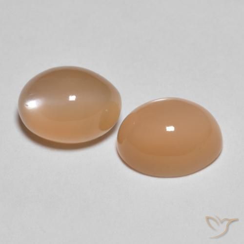 Pedras preciosas de Pedra da Lua pêssego laranja natural de 3.18 ct, oval, Translúcido