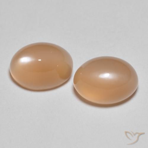 3.37ctw Natural pêssego laranja Pedra da Lua, oval, Translúcido