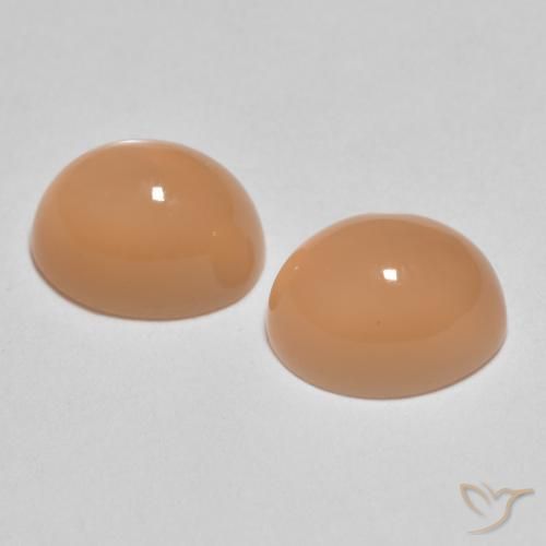 Pedras preciosas de Pedra da Lua pêssego laranja natural de 3.37 ct, oval, Translúcido