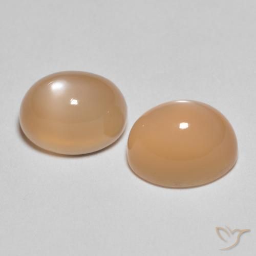 Pedras preciosas de Pedra da Lua pêssego laranja natural de 3.64 ct, oval, Translúcido