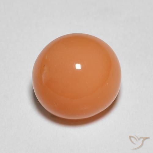 1.40ct Natural Laranja claro Pedra da Lua, Redondo, Translúcido