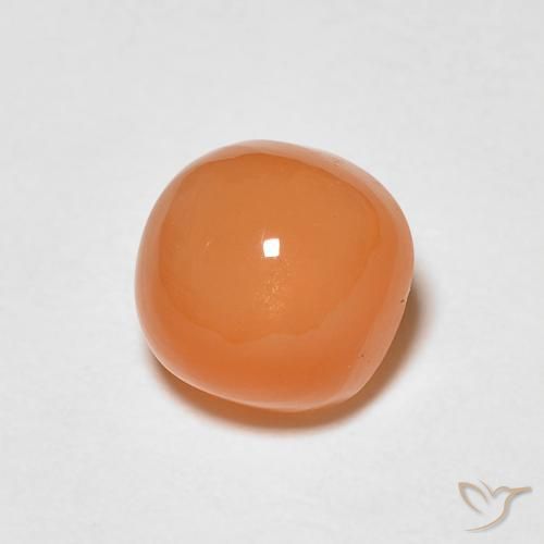 Pedra da Lua Damasco Laranja Quente Natural 1.37ct, Almofada, Translúcido