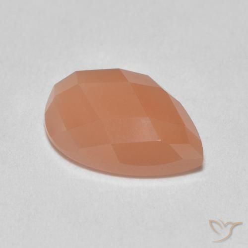 Pedra da Lua Laranja Melão Natural 1.06ct, Formato de pêra, Translúcido