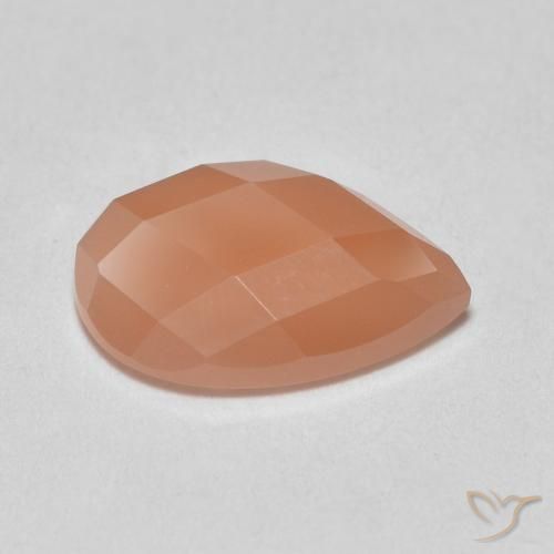 Pedra da Lua Laranja Melão Natural 1.06ct, Formato de pêra, Translúcido