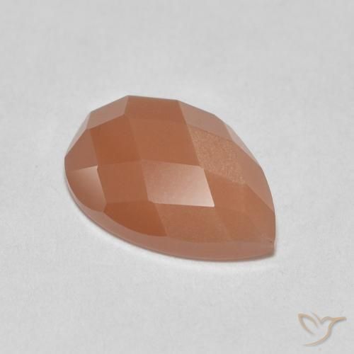 Pedra da Lua pêssego laranja Natural 1.11ct, Formato de pêra, Translúcido