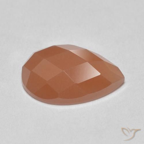 Pedra da Lua pêssego laranja Natural 1.11ct, Formato de pêra, Translúcido