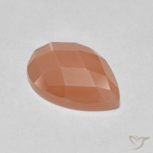 1.06ct Natural Laranja Melão Pedra da Lua, Formato de pêra, Translúcido