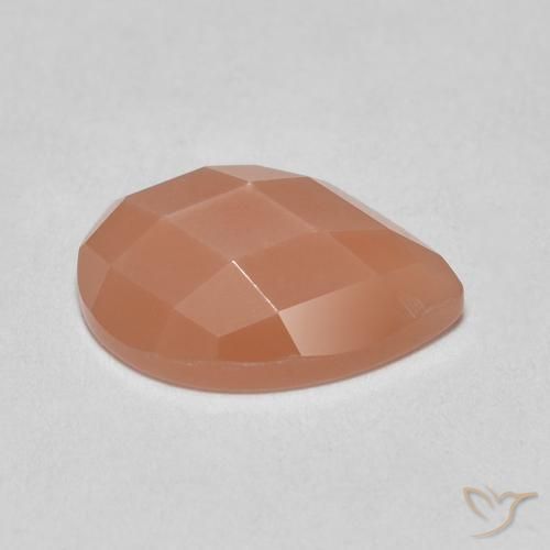 Pedra da Lua Laranja Melão Natural 1.06ct, Formato de pêra, Translúcido