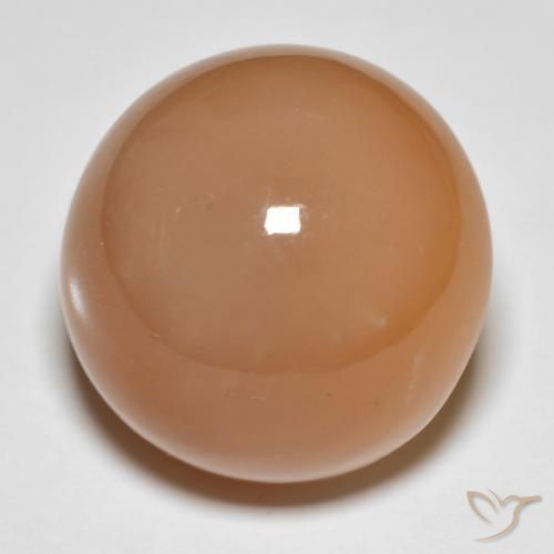 Pedra da Lua Laranja Melão Natural 31,92ct, Corte Redondo, Translúcido