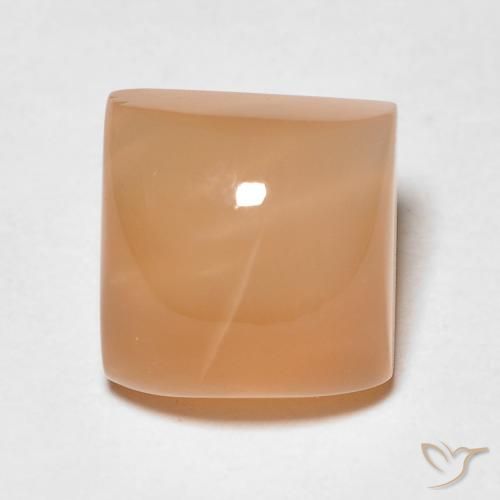 2.56ct Natural Laranja Melão Pedra da Lua, Quadrado, Translúcido