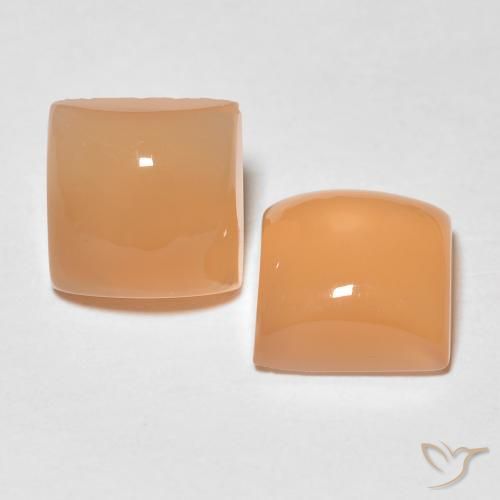 Pedras preciosas de Pedra da Lua pêssego laranja natural de 3.93 ct, Quadrado, Translúcido