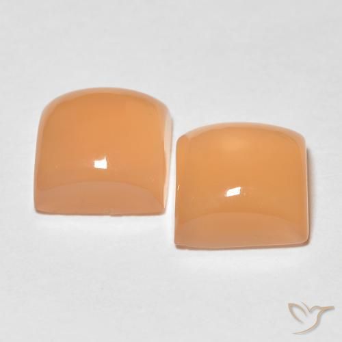 Pedras preciosas de Pedra da Lua pêssego laranja natural de 3.93 ct, Quadrado, Translúcido