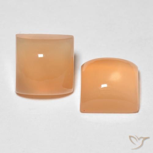 Pedras preciosas de Pedra da Lua pêssego laranja natural de 3.84 ct, Quadrado, Translúcido
