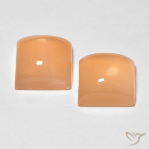 Pedras preciosas de Pedra da Lua pêssego laranja natural de 3.84 ct, Quadrado, Translúcido