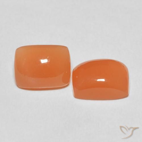 Pedras preciosas de Pedra da Lua laranja avermelhado natural de 4.85 ct, Almofada, Translúcido