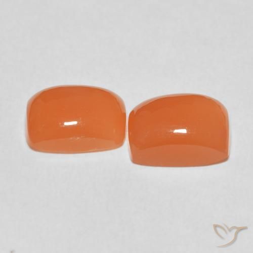 Pedras preciosas de Pedra da Lua laranja avermelhado natural de 4.85 ct, Almofada, Translúcido