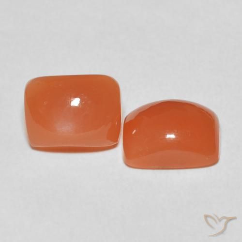 Pedras preciosas de Pedra da Lua Damasco Laranja Quente natural de 4.87 ct, Almofada, Translúcido