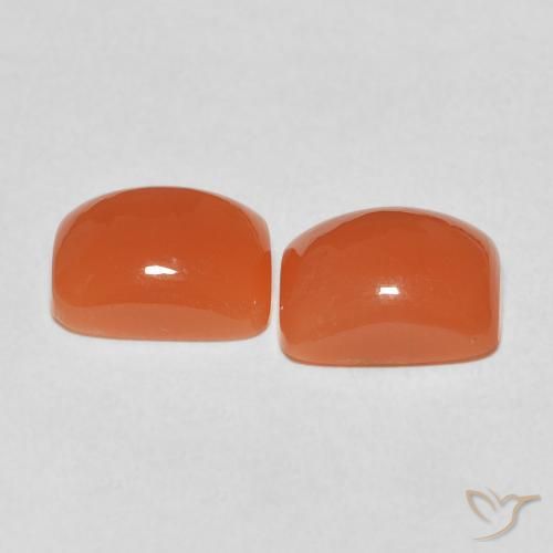 Pedras preciosas de Pedra da Lua Damasco Laranja Quente natural de 4.87 ct, Almofada, Translúcido