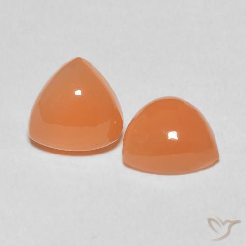 Pedras preciosas de pedra da lua laranja natural de 3,54 ct, trillion, translúcido